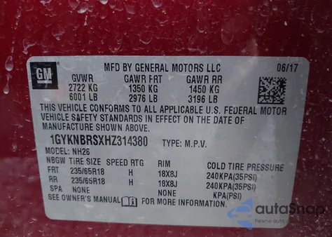 2017 Cadillac Xt5 Luxury из США, поврежденный, VIN 1GYKNBRSXHZ314380